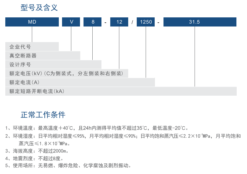 真空断路器的型号含义及正常工作条件