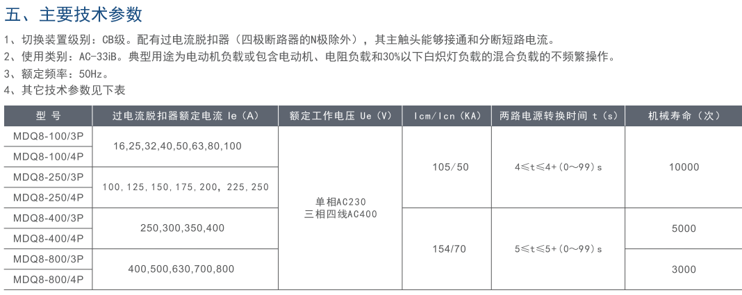 MDQ8系列双电源转换装置